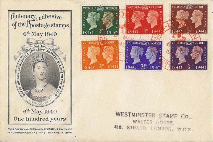 First Day Cover for the GB 1940 Centenary of the Postage Stamp issue.