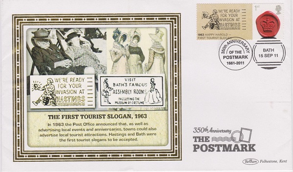 One of the Benham covers for the 350th Anniversary of the First Postmark.