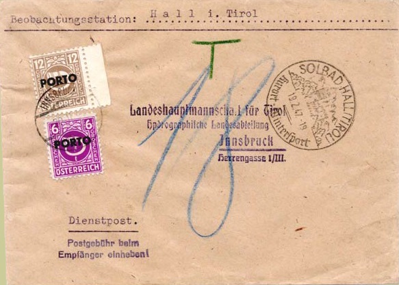 Usage of A.M.G. Postage Due stamps.
