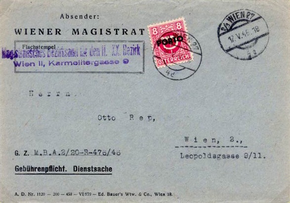 Usage in Vienna of an A.M.G. Postage Due stamp.