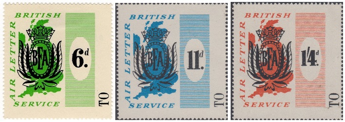 The first issue of the B.E.A. Airway Letter Service labels.