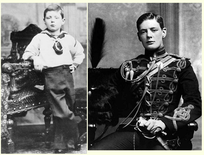 Winston Churchill in 1881 (left) and in 1895 (right).