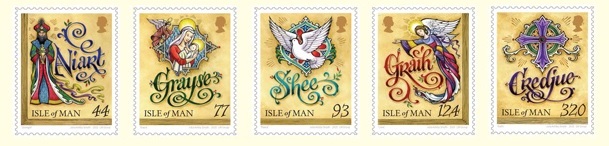 Isle of Man Christmas 2015 stamps featuring the Manx Prayer Book.