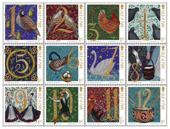 Christmas stamps issued in the Isle of Man in 2017.