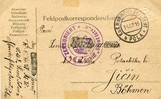 Feldpostkorrespondenzkarte from SMS Szent Istvan.