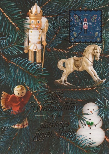 Liechtenstein 2019 Christmas stamp on a maxi-card, featuring a nutcracker.