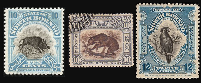 Some North Borneo stamps featuring wildlife.