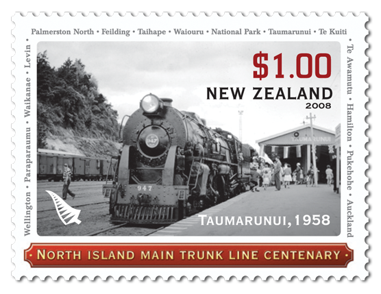 A stamp issued to mark the Centenary of the North Island Main Trunk Line.