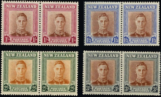 The high value New Zealand King George VI definitive stamps.