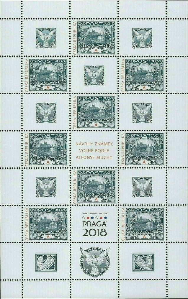 Souvenir sheetlet of stamps marking PRAGA 2018.