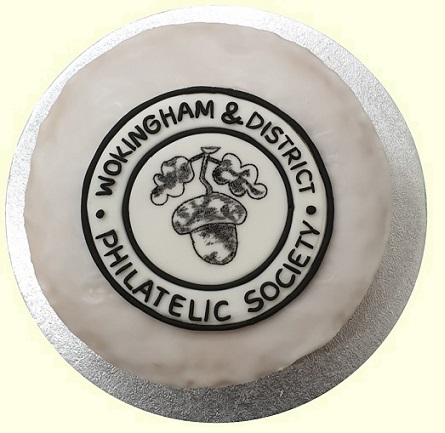 Cake decorated for the Wokingham & District Philatelic Society.