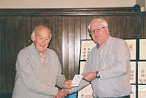 David Springbett presenting Mark Bailey with his 'Thank You' card in appreciation of his display.