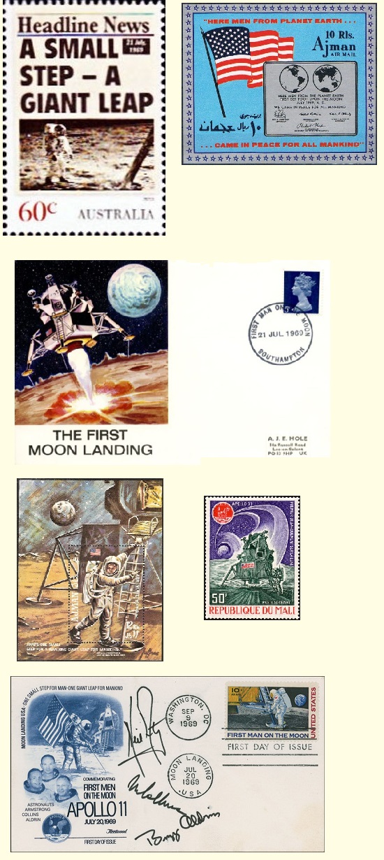 Apollo 11 stamps and covers.