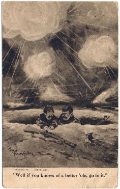 Bruce Bairnsfather postcard Well, if you knows of a better 'ole, go to it
