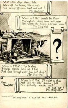 Bruce Bairnsfather postcard My Dug Out: A Lay of the Trenches