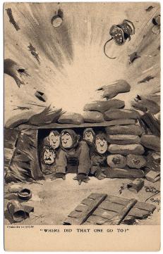 Bruce Bairnsfather postcard Where did that one go to?