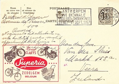 Belgium 1957 advertising postcard