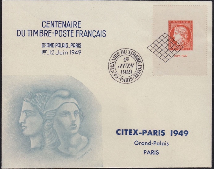 The 1949 France Citex Exhibition Ceres Head stamp on cover.