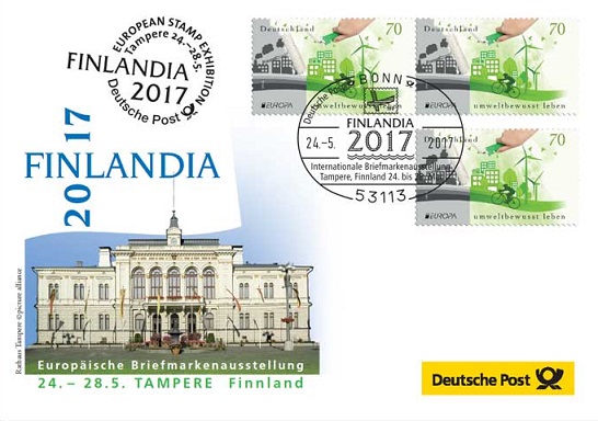 Souvenir envelope from Deutsche Post for the Finlandia 2017 exhibition.