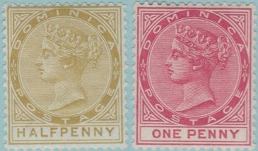 Dominica ½d and 1d stamps.