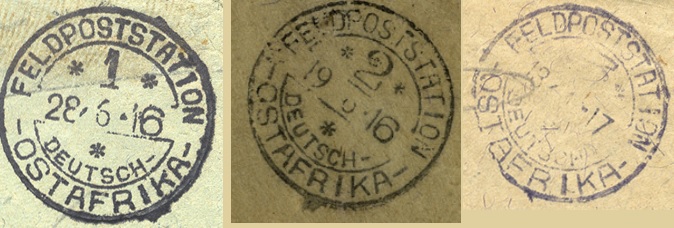 Examples of the 3 Feldpost postmarks on pieces.