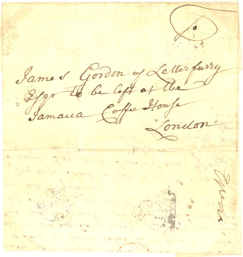 Letter addressed to the Jamaica Coffee House.