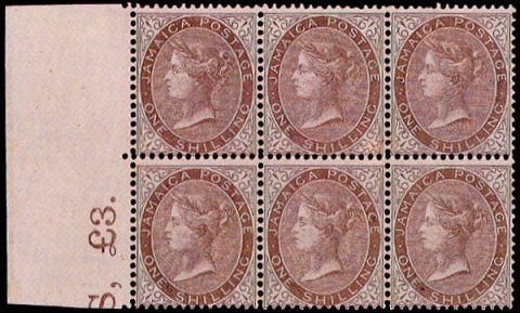 Jamaica's 1 shilling stamp.