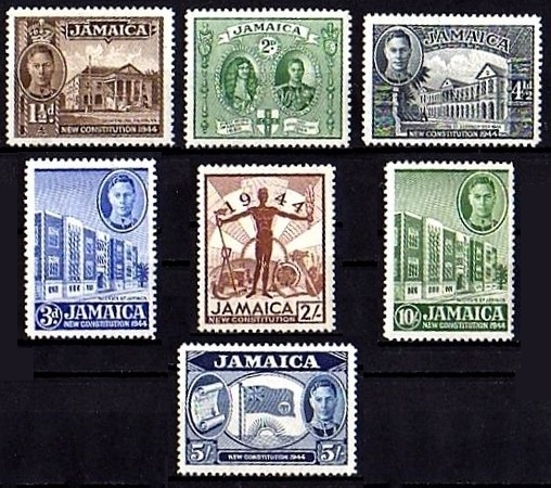 The 1944 Jamaica New Constitution stamps.