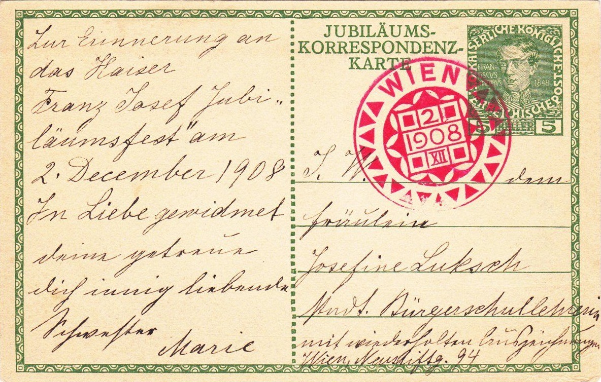 Jubiläums Korrespondenz Karte, 2.XII.1908