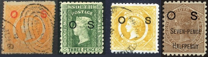 New South Wales Official Service (OS) stamps.