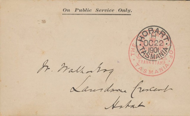 The University of Tasmania Frank Stamp, Hobart 22 October 1901.