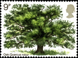 Oak tree on a British stamp.