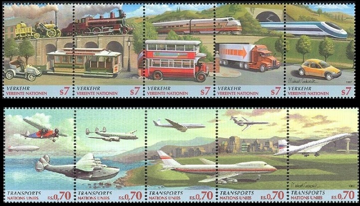 United Nations transport stamps.