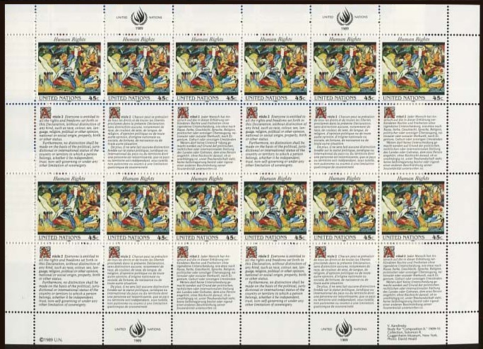 United Nations Human Rights stamps.