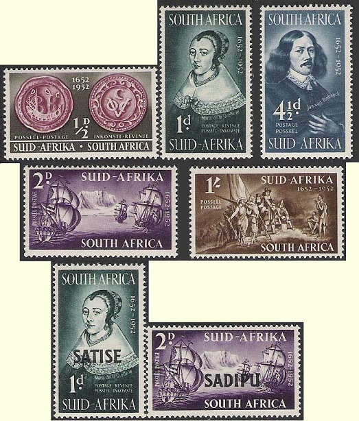 The 1952 stamp issues of South Africa.